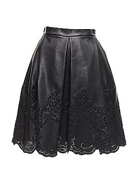 Ermanno Scervino Ermanno Scervino faux leather lattice embroidery scalloped skirt (view 1)