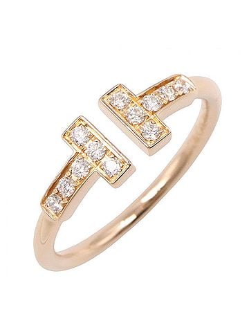 Tiffany & Co. Tiffany &amp; Co. T Wire Diamond Ring - Ring/Finger Jewelry 18KPG (Pink Gold) Women's Gold Tone Clear (view 1)