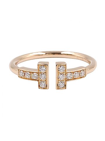 Tiffany & Co. Tiffany &amp; Co. T Wire Diamond Ring - Ring/Finger Jewelry 18KPG (Pink Gold) Women's Gold Tone Clear (view 2)