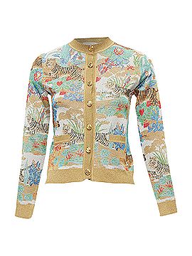 Gucci Gucci Limited oriental tiger metallic lurex GG button cardigan (view 1)