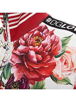 Dolce & Gabbana Dolce &amp; Gabbana red rose floral print striped silk track bomber jacket (view 2)