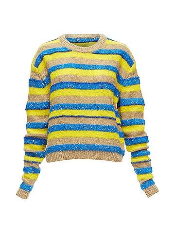 Ashish Ashish striped mixed sequins lurex knitted sweater top (view 1)