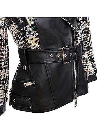 Alexander McQueen Alexander McQueen Hybrid punk leather tweed biker jacket (view 2)
