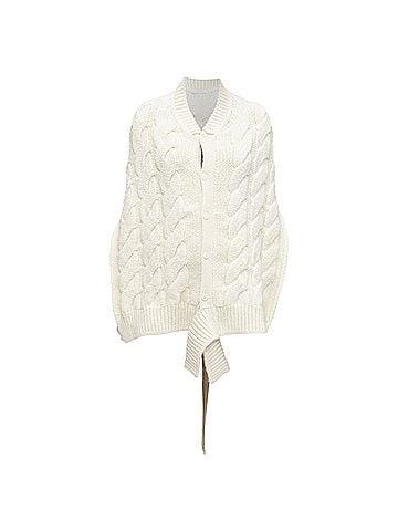 Simone Rocha Simone Rocha alpaca ribbon tie open back draped cable knit top (view 1)