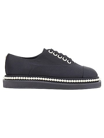 Chanel Chanel black canvas pearl oxfords (view 1)