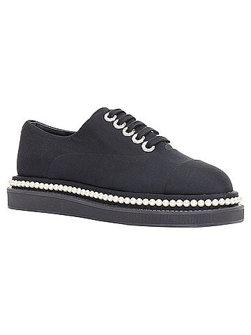 Chanel Chanel black canvas pearl oxfords (view 2)