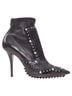 Givenchy 100% Leather Silver Givenchy Iron Line Basketweave Leather Silver Studs Pointy Ankle Booties Size EU 38 - photo 1