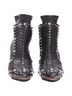 Givenchy 100% Leather Silver Givenchy Iron Line Basketweave Leather Silver Studs Pointy Ankle Booties Size EU 38 - photo 3