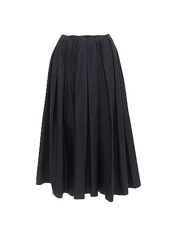 Khaite KHAITE black 100% cotton invisible waistband pleated full tea length skirt US2 S (view 1)