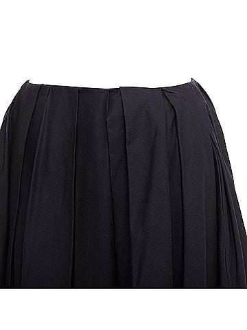 Khaite KHAITE black 100% cotton invisible waistband pleated full tea length skirt US2 S (view 2)