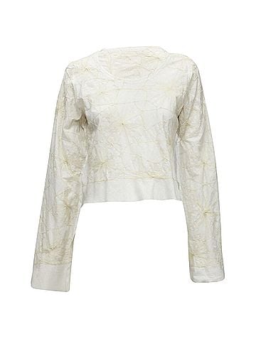 Comme des Garçons Comme Des Garcons linen floral embroidery crop top (view 1)