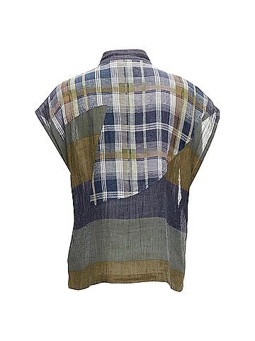Issey Miyake Issey Miyake 's linen check patchwork vest (view 1)