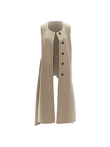 MARNI Marni taupe virgin wool blend high low hem vest coat (view 2)