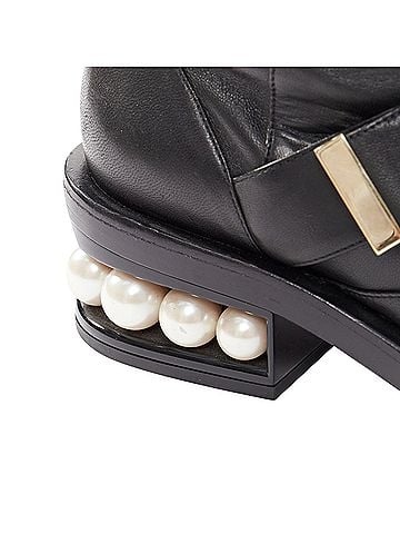 Nicholas Kirkwood Nicolas Kirkwood pearl embellished heel knitee high boots (view 2)