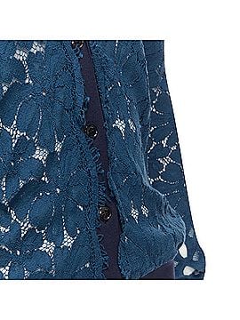 Lanvin Lanvin Silk Cotton Floral Lace Sheer Long Sleeve V Neck Cardigan (view 2)