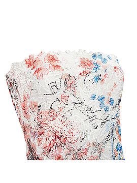 Monique Lhuillier Monique Lhuillier Runway scribble print lace lace strapless midi dress (view 2)