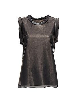 3.1 Phillip Lim 3.1 Phillip Lim Leather Sheer Silk Trim Folded Sleeves Tunic Top (view 1)