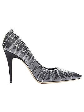Jimmy Choo Off-White Jimmy Choo satin transparent ruche high heel shoes (view 1)