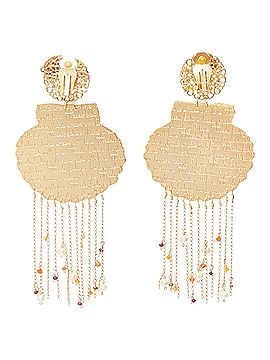 Mercedes Salazar Mercedes Salazar Metal Shell Crystal Faux Pearl Tassel Clip Earrings (view 1)
