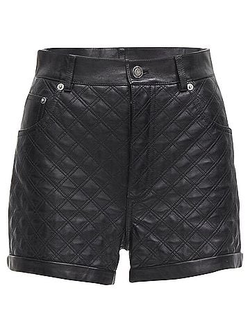 Saint Laurent Saint Laurent lambskin leather quilted high waisted shorts (view 1)