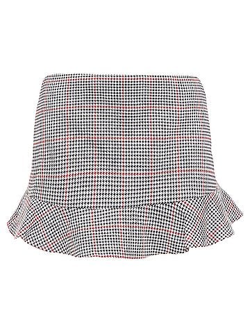Kea and Joby Valentino red black houndstooth check print flare mini skort (view 1)