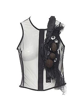 Comme des Garçons Comme Des Garcons sheer mesh jewel embellishment ruffle vest (view 1)