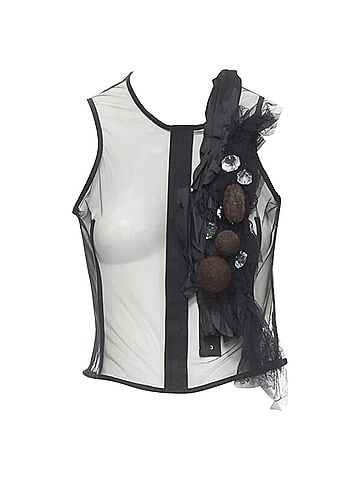 Comme des Garçons Comme Des Garcons sheer mesh jewel embellishment ruffle vest (view 1)