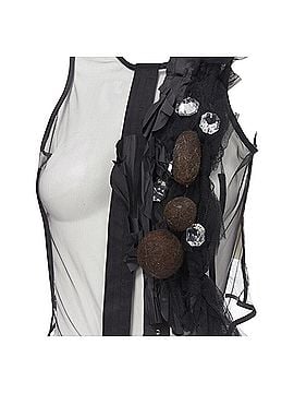 Comme des Garçons Comme Des Garcons sheer mesh jewel embellishment ruffle vest (view 2)