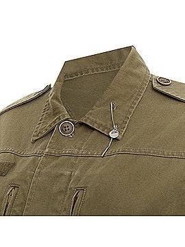Saint Laurent Saint Laurent 2015 army green cotton linen pocketed military jacket S (view 2)