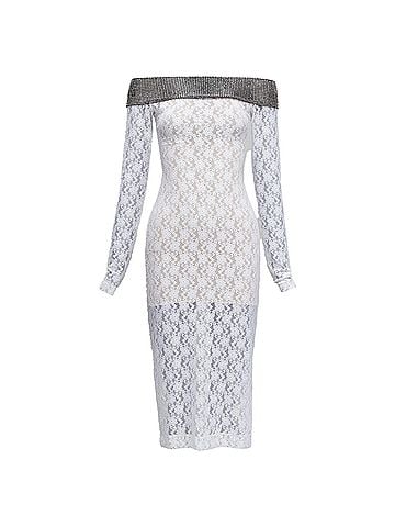 Christopher Kane Christopher Kane crystal off shoulder lace dress (view 1)