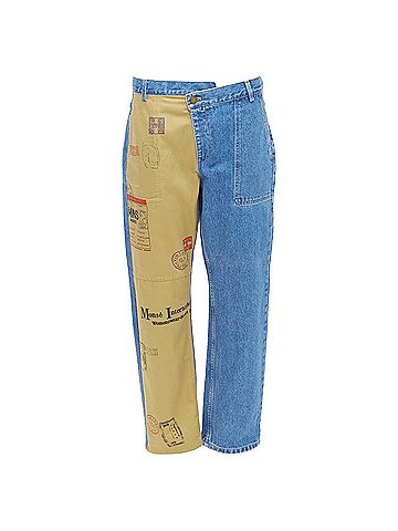 Monse Monse postcard print camo split contrast jeans (view 1)
