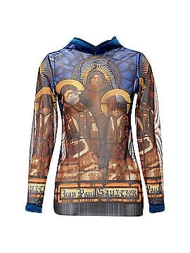 Jean Paul Gaultier Jean Paul Gaultier cathedral print gothic logo wool hooded top (view 1)