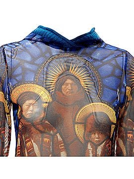 Jean Paul Gaultier Jean Paul Gaultier cathedral print gothic logo wool hooded top (view 2)