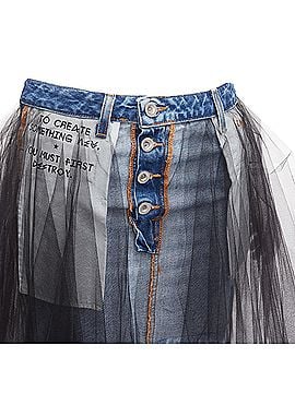 Unravel Project Unravel Project ruffle tulle overlay inside out denim skirt (view 2)