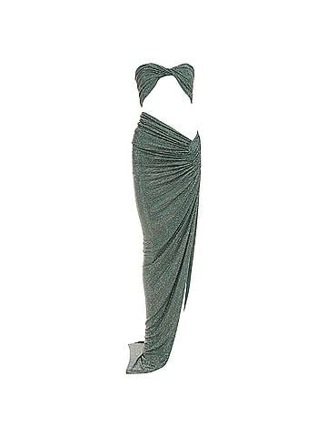 Alexandre Vauthier ALEXANDRE VAUTHIER Scarabeus green strass crystal cut out twisted low waist gown (view 1)