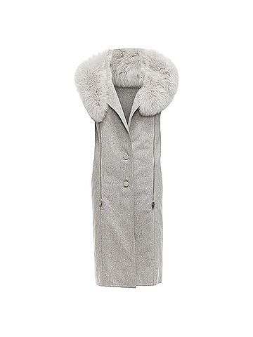 Alexander Wang Alexander Wang Saga Furs Fur Collar Virgin Wool Blend Vest Dress (view 1)