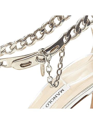 Manolo Blahnik Manolo Blahnik silver chunky chain lock ankle strap high heel sandal (view 2)