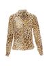 FRAME 100% Silk Brown Ame silk camel multi leopard print long sleeve shirt Size 2 - photo 1