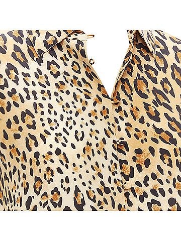 FRAME Ame silk camel multi leopard print long sleeve shirt (view 2)