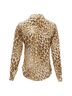 FRAME 100% Silk Brown Ame silk camel multi leopard print long sleeve shirt Size 2 - photo 5