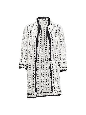 Chanel Chanel crochet knitsilk trim cardigan coat (view 1)