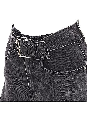 Alexander Wang Alexander Wang washed denim silver buckle cut off frayed shorts (view 2)