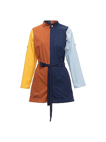 Monse Monse colorblocked belted long sleeve romper (view 1)