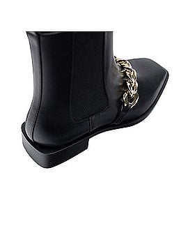 Zara Black Leather Boots With Gold Chain Ankle Boots (view 2)