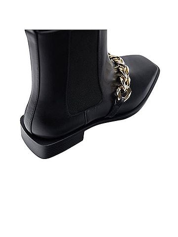 Zara Black Leather Boots With Gold Chain Ankle Boots (view 2)