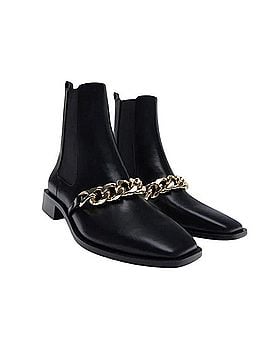 Zara Black Leather Boots With Gold Chain Ankle Boots (view 1)