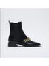 Zara 70% Polyurethane 30% Polyester 100% Thermolite Black Gold Ankle Boots Size 8 1/2 - photo 4