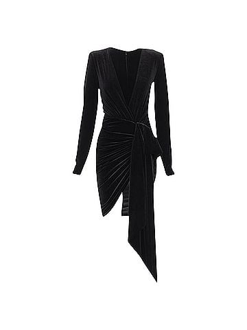 Alexandre Vauthier Alexandre Vauthier velvet plunge neck wrap bow draped mini dress (view 1)