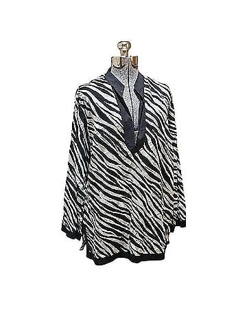 Jones New York Zebra Cotton Blouse Long Sleeve Blouse (view 1)