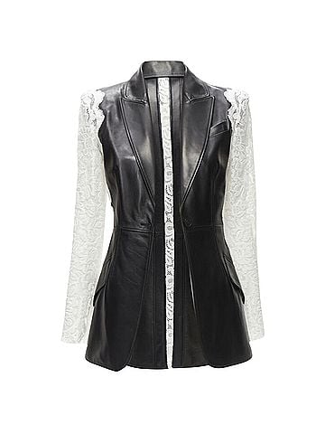 Alexander McQueen Alexander McQueen lace trim blazer jacket (view 1)